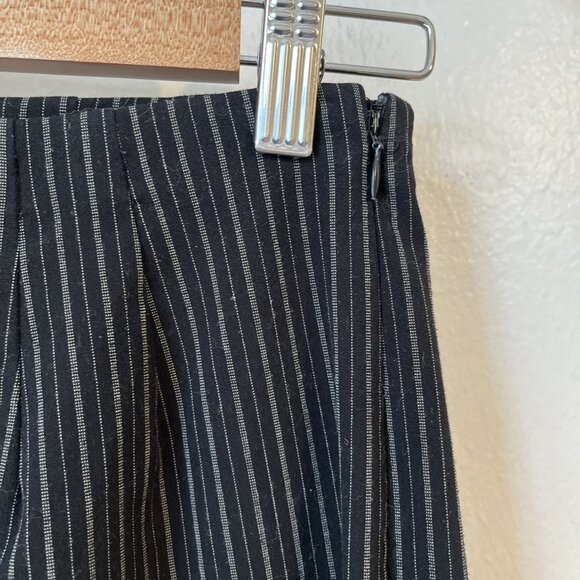 Y2k black gray stripe flat front stretch career pants straight leg 4 90s midrise - Picture 2 of 5
